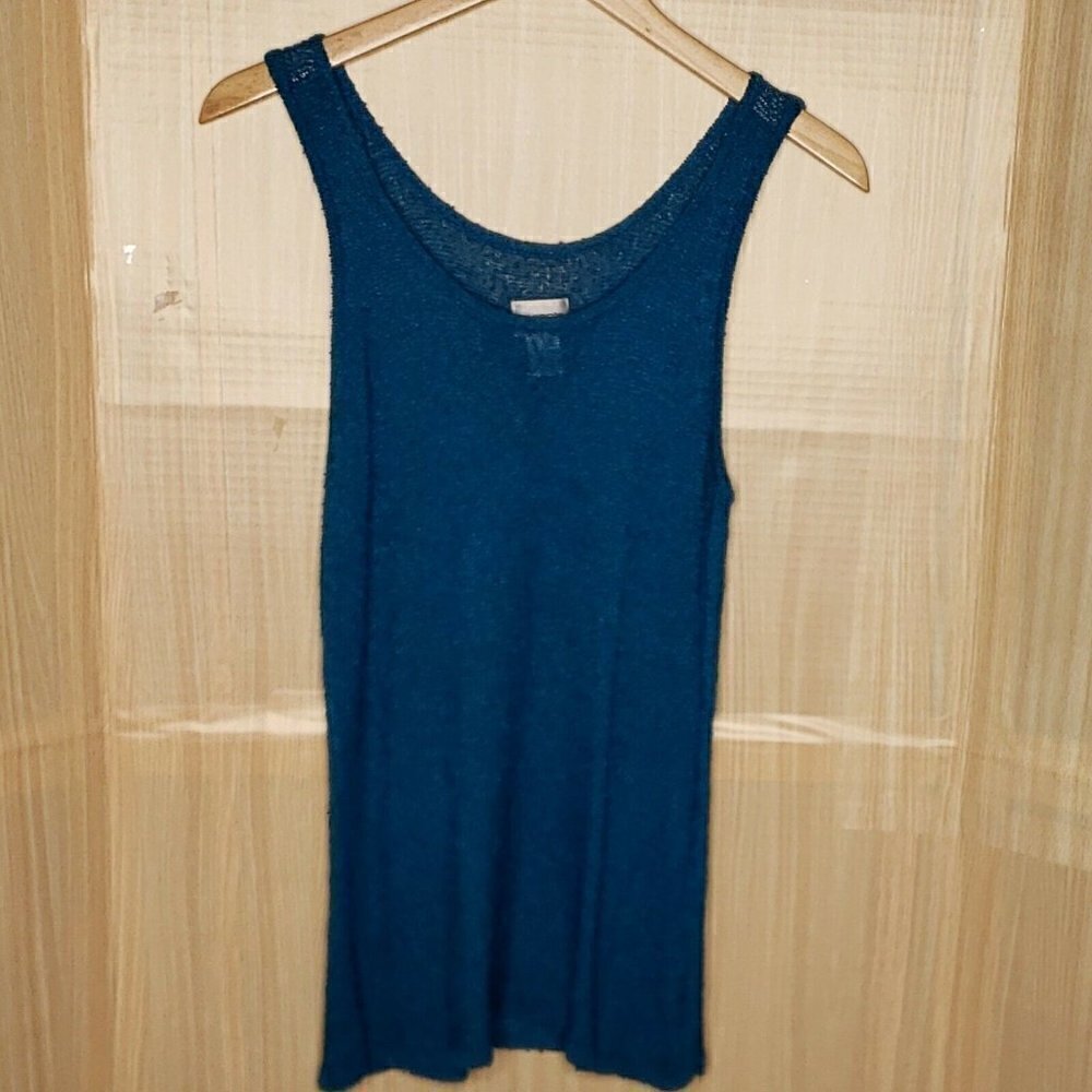 Chico's Womens Blue Sleeveless Open Knit Top Medium